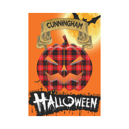 Cunningham Modern Tartan Jack O' Lantern Garden Flag / Halloween Home Decor NN4