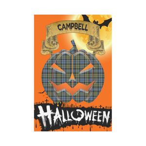 Campbell Faded Tartan Jack O' Lantern Garden Flag / Halloween Home Decor NN4