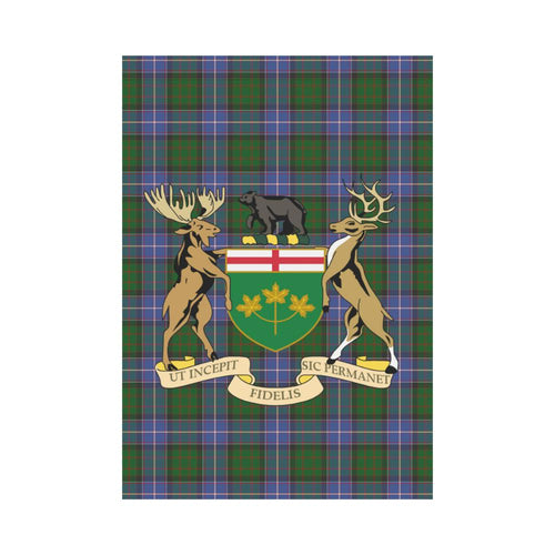 CANADA ONTARIO TARTAN COAT OF ARMS GARDEN FLAG k9