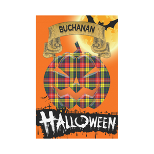 Buchanan Modern Tartan Jack O' Lantern Garden Flag / Halloween Home Decor NN4